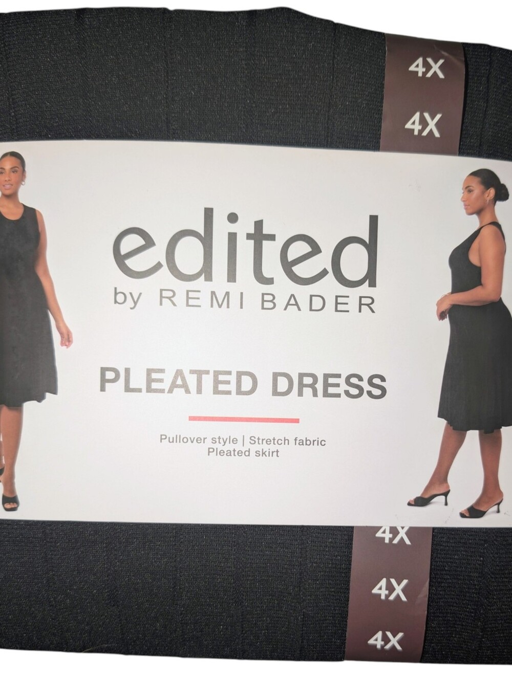 Edited by Remi Bader Black Pleated Dress 4X NWT